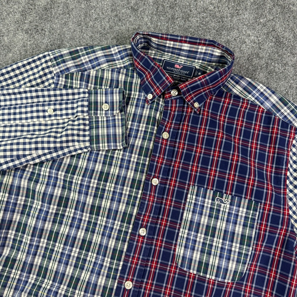 Vineyard Vines Mens Slim Fit Tucker Shirt M Patchwork Plaid Gingham Preppy